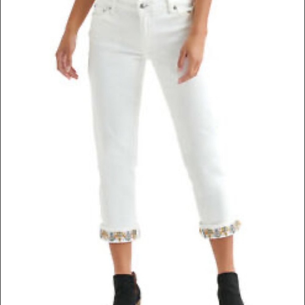🍀Lucky Brand white sweet crop denim jeans